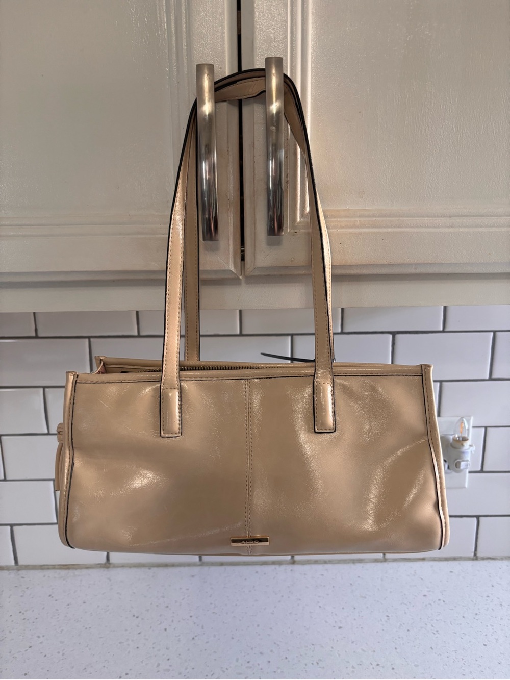 Beige Leather Shoulder Bag - Classic Women's Tote from Aldo